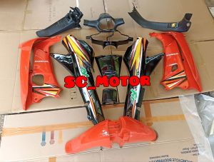 Cover Body Fullset Halus Kasar Honda Supra Fit Lama 2002 s/d 2005 Warna Hitam Orange
