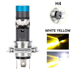KEVANLY | 1pc H4 LED Dual Color Motorcycle Headlight Bulb P15D White Yellow Hi Lo Beam Lens Fog Lamp For Yamaha Kawasaki Motor Accessories
