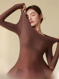 Miiow | Ultra-Thin Invisible Seamless Womens One-Piece Warm Underwear Set With Chest Pad Autumn Pants And Thermal Underwear