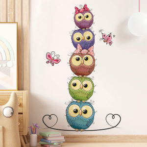 Decal Dán Tường Gia Đình Cú Dễ Thương Có Keo Sẵn 54.5x86.5cm - Trang Trí Phòng Ngủ