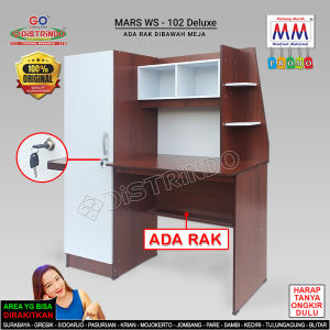 Distrindo - Meja Belajar Besar + Lemari Minimalis dibawah Meja ADA RAK Mars WS-102 Deluxe