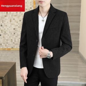 HENGYUANXIANG | Hengyuanxiang Mens Casual Slim Fit Spring Autumn Jacket Fashionable Korean Style Single-breasted Non-ironed Polyester Fiber
