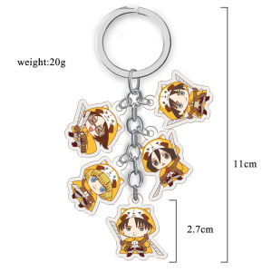 Bandai | Attack on Titan Acrylic Transparent Keychain Double Sided Set of 5 Anime Pendant Cosplay Gift
