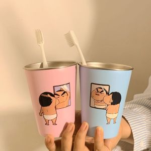 Creative Couple Stainless Steel 304 Toothbrush And Drinking Cup Cute Childrens Mouthwash Cup Brushing Teeth Washing Cup