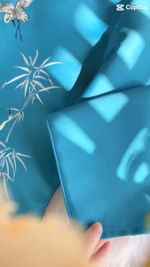 Áo dài Nam chất vải Tafta màu Xanh than thêu họa tiết Hạc vân mây sắc nét - Áo Dài Thiết Kế Linh Sơn