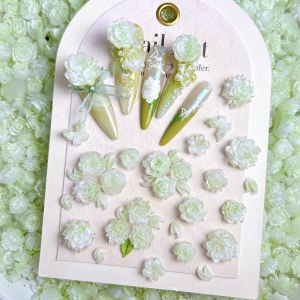 ชุดตกแต่งเล็บ 30 ชิ้น ลายดอกไม้เรืองแสง ดอกกุหลาบ ดอกพีโอนี ดอกคามิลเลีย พร้อมลายผีเสื้อหลากสีสัน 3 มิติ สำหรับตกแต่งเล็บ DIY