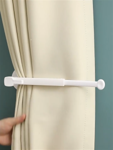 【iMall】1pc Curtain Holdbacks Wall Mounted L Shaped Liliar Drapery Curtain Tieback Hook Holder Self Adhesive Retractable