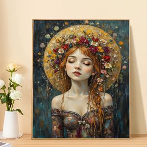 Bộ Tranh Tô Màu Theo Số 40x50cm - Chân Dung Cô Gái Tóc Đỏ Tự Làm Tranh Vẽ Tay Đồ Trang Trí Nhà Cửa Phong Cách Hoạt Hình Không Cần Khung.