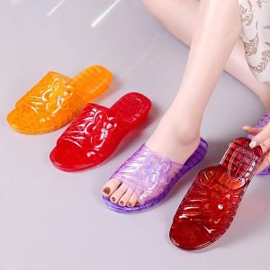 JIFANPAUL | Summer Transparent Crystal Jelly Slippers Anti-Slip Odorless Flat Sandals