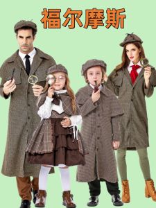 Holmes And Watson Costume Halloween Performance Clothes Adult Size Sherlock Holmes Outfit Childrens Cosplay Attire for Parties