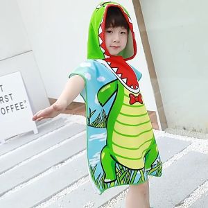 Khăn choàng tắm đi bơi đi biển chống lạnh cho bé khi lên bờ kèm nón trùm đầu kích thước 60x120cm Subu Kids