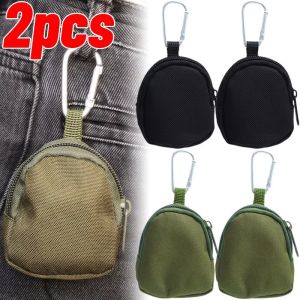 2Pcs Tactical EDC Molle Pouch Key Wallet Holder Men Coin Purses Pouch Bag Keychain Zipper Pocket Outdoor Key Bag