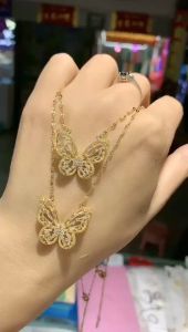 Cod Kalung Wanita Liontin Kupu Elegan Gold Bahan Anti Karat Titanium Perhiasan Rose Stainless Jewellery Rantai