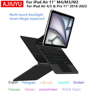 Folio Magic Keyboard for iPad Air 11 inch M4 2026 M3 M2 Pro 11"Smart Case Spanish Portuguese Hebrew French German Keyboard Cover