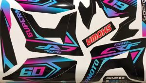 Decal Stiker CRF 150 L Custom Full Body Dekal Sticker Striping CRF 150 Hitam Gradasi Mewah D-I2-188