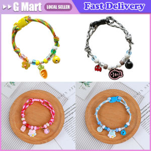 Pet Cat Dog Collar Necklace Color Contrasting Weaving Summer Freshness Cute Footprints Adjustable Collar Cat Breakaway Collar