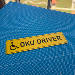 OKU Driver. Pemandu. Premium Car Bumper Sticker Disabled Handicapped Person. Stick Outside Car. Lekat di luar Kereta.
