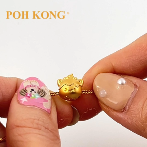 POH KONG 916/22K Yellow Gold Pudding Cat Charm