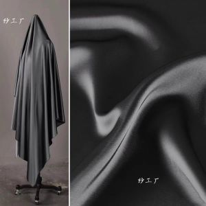 Vải Da Giả Bóng Mượt Màu Đen Vải Satin Acetate Chống Nhăn Vải Thiết Kế Quần Áo Mùa Thu Đông Vải Lót Ghế Sofa Vải Lót Ghế Sofa