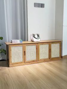 COD 2/4 Doors shoe wearing stool shoe cabinet integrated seat stool shoe rack solid wood entry door