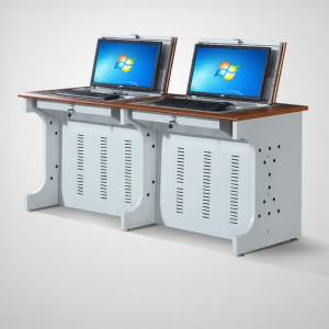 Reversible Computer Desk Half-Embedded Hidden Design For Electronic Classroom Training