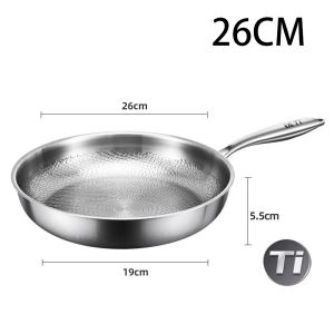 German Titanium Steel Frying Pan Uncoated Non Stick Pan Fish Scale Hammer Pattern Household Steak Frying Pan Kitchen Cookware