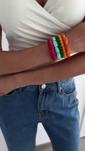 Ingemark | Ingemark 6Pcs/Set Bohemia Y2K Resin Acrylic Beads Bracelets for Women Trendy Daily Resilient Bangles 2026 New Hand Jewelry Gifts