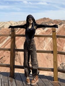 American Retro Leopard Print Wide Leg Pants Womens High Waist Slimming Loose Casual Long Trousers Fall 2025 New Style