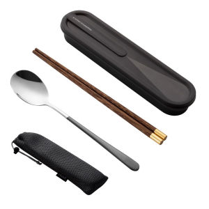 Portable 316 Stainless Steel Chopsticks Spoon Set Three-Piece Portable Cutlery Set Storage Box for Elementary School Students