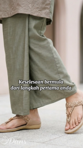 Dans Selipar Ringan Wanita / Perempuan - Hitam / Khaki Muda JU417111