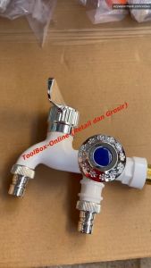 Kran Plastik PVC Cabang 2 Kepala HISUKA/SHISUKA Drat Kuningan ABS 1/2 Inch (1 Pcs)