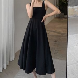 [100kg5XL胖女孩连衣裙] 黑色连衣裙女2021年夏季新款宽松显瘦性感迷人黑色内搭吊带小礼裙 fat dress bigsize ✜✚◎