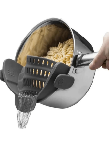 1pc Adjustable Silicone Clip-On Strainer for Pots Pans and Bowls - Handheld Drainer for Noodles Pasta
