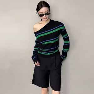 SHUQINGLAI | Áo Sweater Knit Dáng Trễ Vai Thời Trang Thu Đông Phong Cách Hàn Quốc