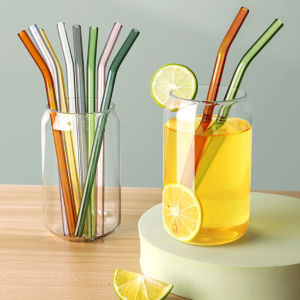 Heat And High Temperature Resistant Glass Straw 8mm*20cm Elbow and Straight