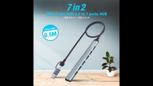 100% OKER H-348 Hub 2 หัวเสียบ Type C [ USB-C ] และ USB 3.0 ไปถึง 7 ปอร์ต HUB Adapter อะแดปเตอร์ฮับ #CC 348