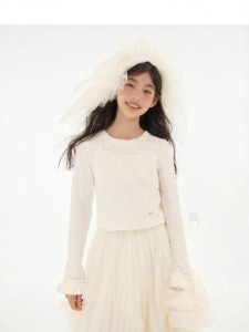 LOVESASAKIDS | Cloudy Soft Elastic T-shirt with Ruffled Sleeves