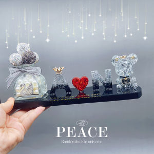 Accessible Luxury Crown Big Ear Bear Car Decoration Customized Name Initial Letter Table Decoration Goddess Car Interior Decoration Holiday Gift
