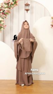 Afhadahijrah - Gamis anak perempuan set cadar Hasna crinkle air flow sage baju dan hijab instan syari free niqab