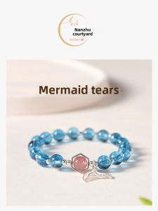 Luxurious Pure Silver Yellow Crystal Bracelet for Women Lucky Charm Wristwear Blue Explosion Flower Crystal Hand Chain Design