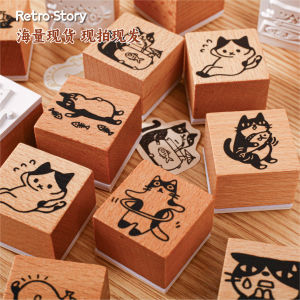 TIAN ZI 1pc Alphabet Stamps Vintage Wooden Rubber cute pet Stamp Set Stationery Seal Stamping For Card Making Planner Scrapbook