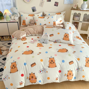 Dansunreve 3/4in 1 bộ đồ giường ngủ in hoạt hình giường Bộ ga giường với Quilt Cover SpongeBob Crayon Shin-chan Doraemon KT mềm phẳng/Tấm bọc vừa vặn Duvet cover mềm tấm ga trải giường Bộ ga giường gối S