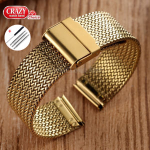Stainless Steel Watch Band Fold Clasp 16mm18mm20mm Universal for IWC for Casio for Omega Strap Metal Business Women Men Bracelet