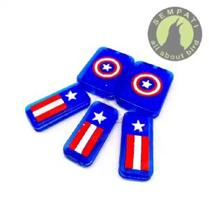 SEMPATI Variasi Sangkar Kotak Motif Kapten Amerika Variasi Sangkar Kandang Burung Kacer Kenari Cucak Ciblek Stopper Sangkar Burung Dudukan Cepuk Tangkringan