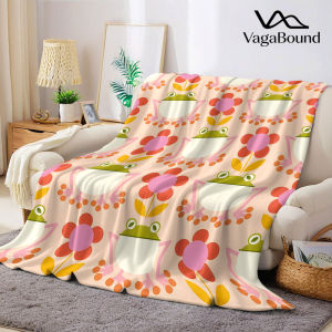 Retro Frog Flannel Blanket Warm Soft Halloween Christmas Decorative Couch Warm Cozy All-Season Gift