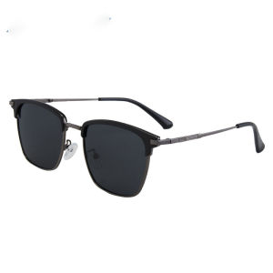 Fashion Men Metal Square Semi-Rim Sunglasses Polarized