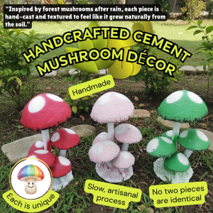 [D3D4D5] Unique Rare Garden Decoration Ornaments Diy Self making Mushroom #Big #Middle #Small Size Multi color that mixed for more suitable garden for natural and easy and performance to Upgrade Environment 独特稀有花园装饰自制蘑菇#大#中#小号多色