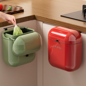 UFORU Wall-Mounted Dual Trash Can Kitchen Punch Free Hanging Garbage Bin Space Saving with Lid Bathroom