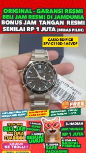 CASIO ORIGINAL - CASIO EDIFICE EFV-C110D-1A4VDF - MEN LA - STAINLESS STEEL - Silver - Jam dunia JD18 # Jam Tangan Pria Jam Pria Jam Tangan Anti Air CASIO EDIFICE + CASIO EFV-C110D-1A4 EFV C110D 1A4 EFV-C110D C110D EFVC110 EFVC110D EFV-110 $ S003