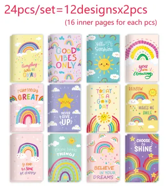 12/24/36pcs Rainbow Mini Pocket Notebook Macaron Color Horizontal Line Book Student Diary Notepads Gifts Small Memo Pads